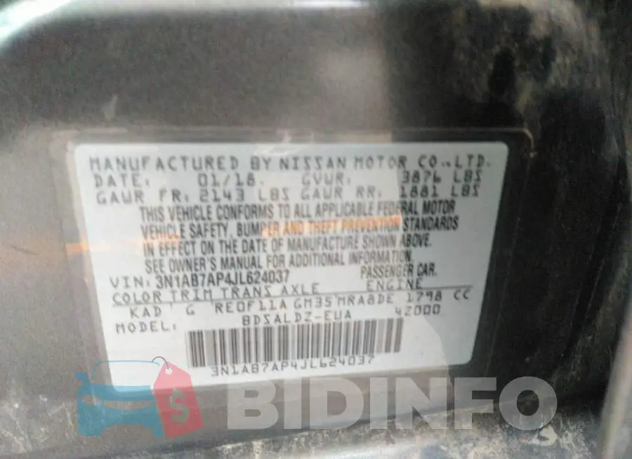 3N1AB7AP4JL624037 Photo# 9