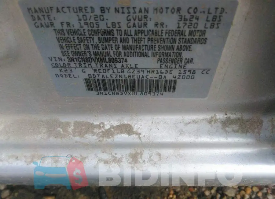 3N1CN8DVXML809374 Photo# 9