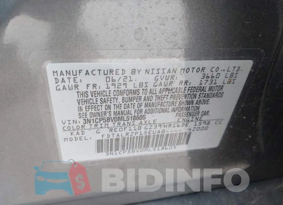 3N1CP5BV0ML518605 Photo# 9