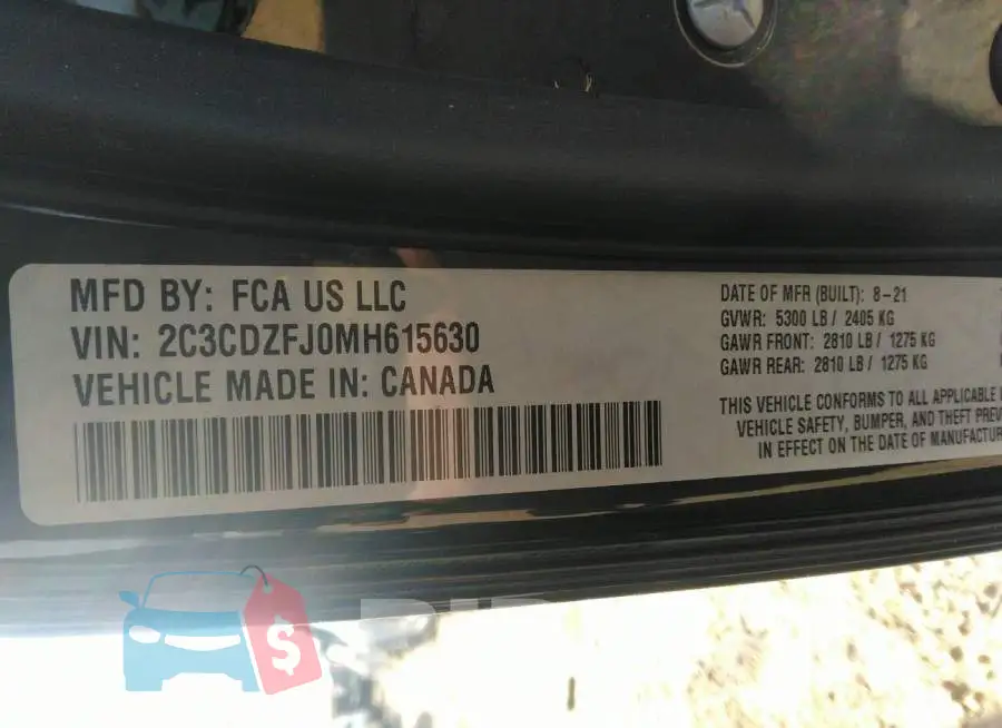 2C3CDZFJ0MH615630 Photo# 9