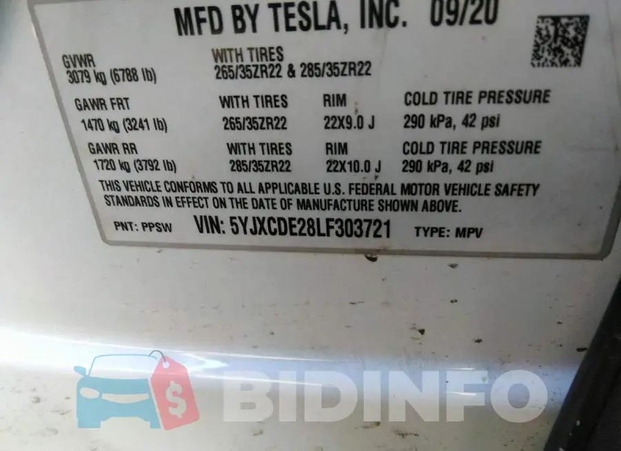 5YJXCDE28LF303721 Photo# 9