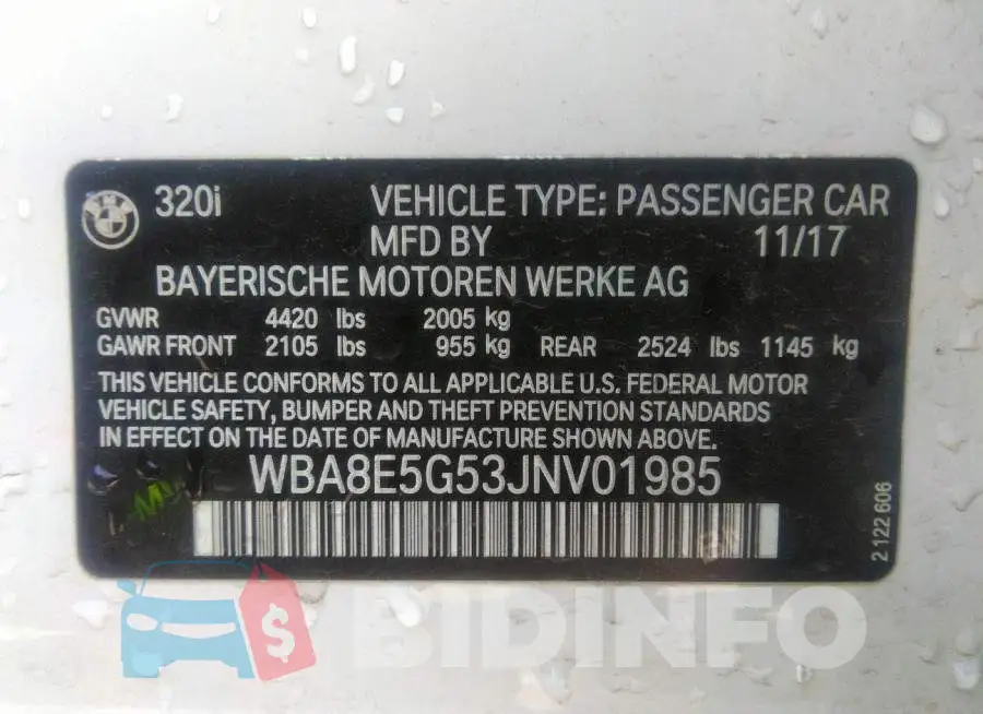 WBA8E5G53JNV01985 Photo# 9