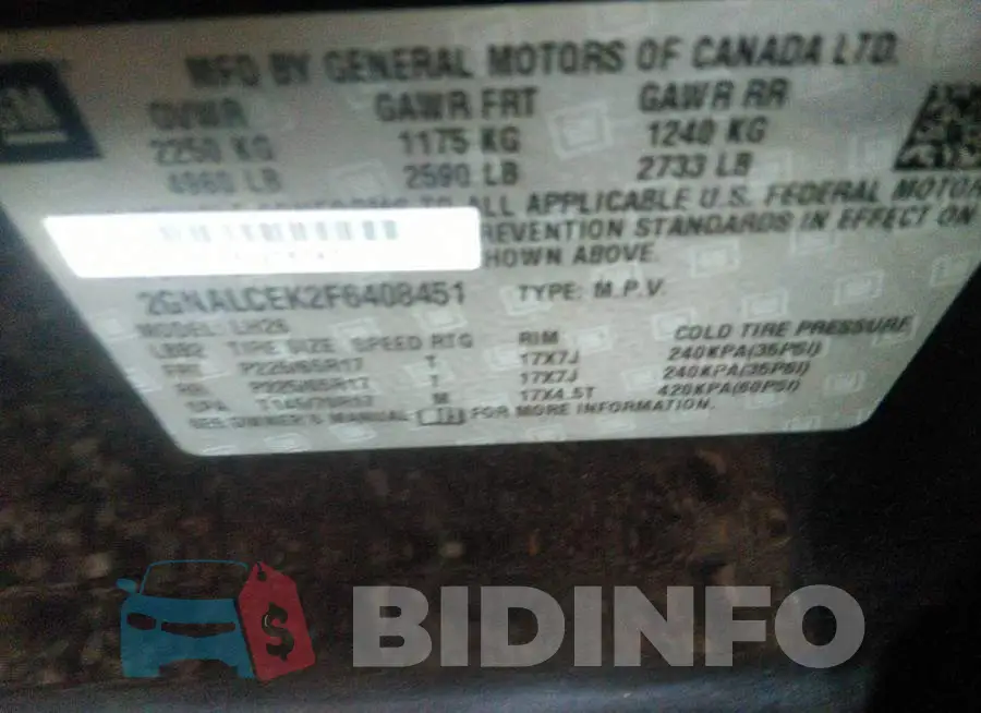 2GNALCEK2F6408451 Photo# 9