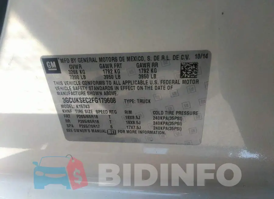 3GCUKSEC2FG179608 Photo# 9