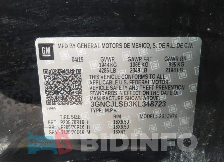 3GNCJLSB3KL348723 Photo# 9