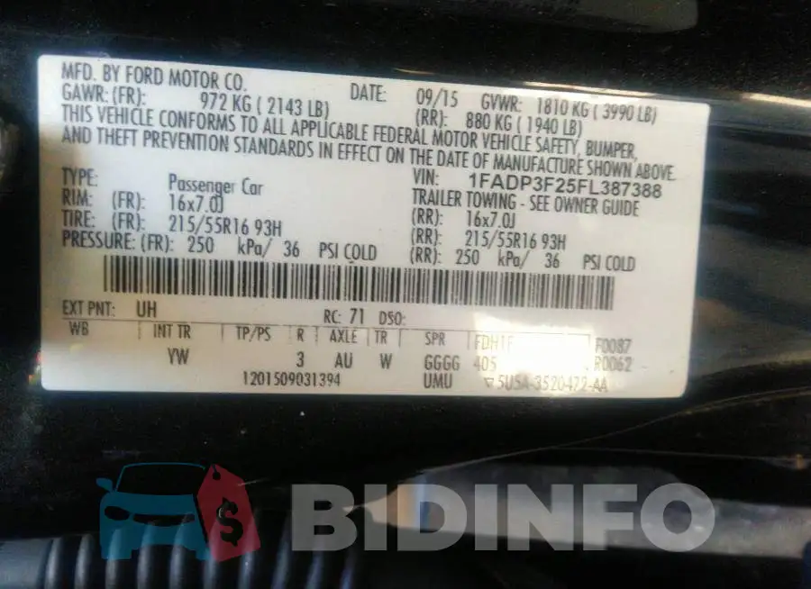 1FADP3F25FL387388 Photo# 9
