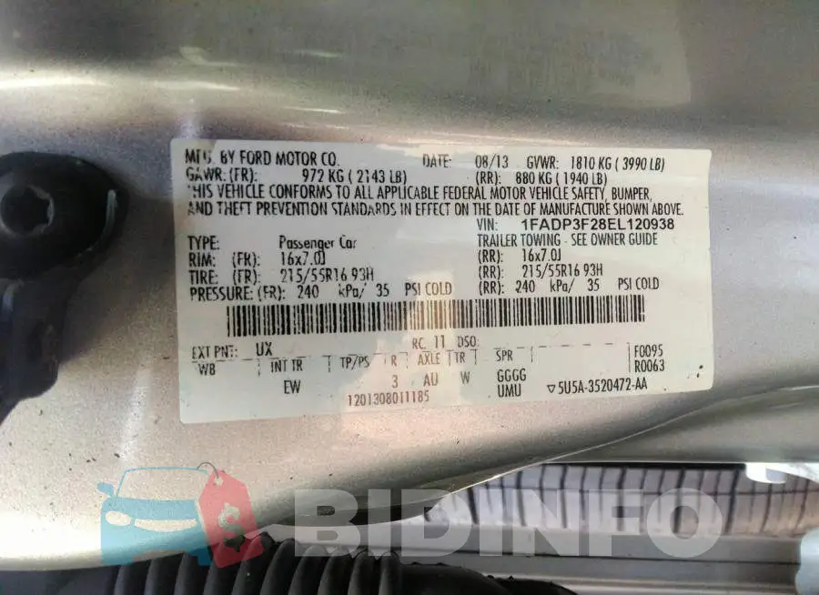 1FADP3F28EL120938 Photo# 9