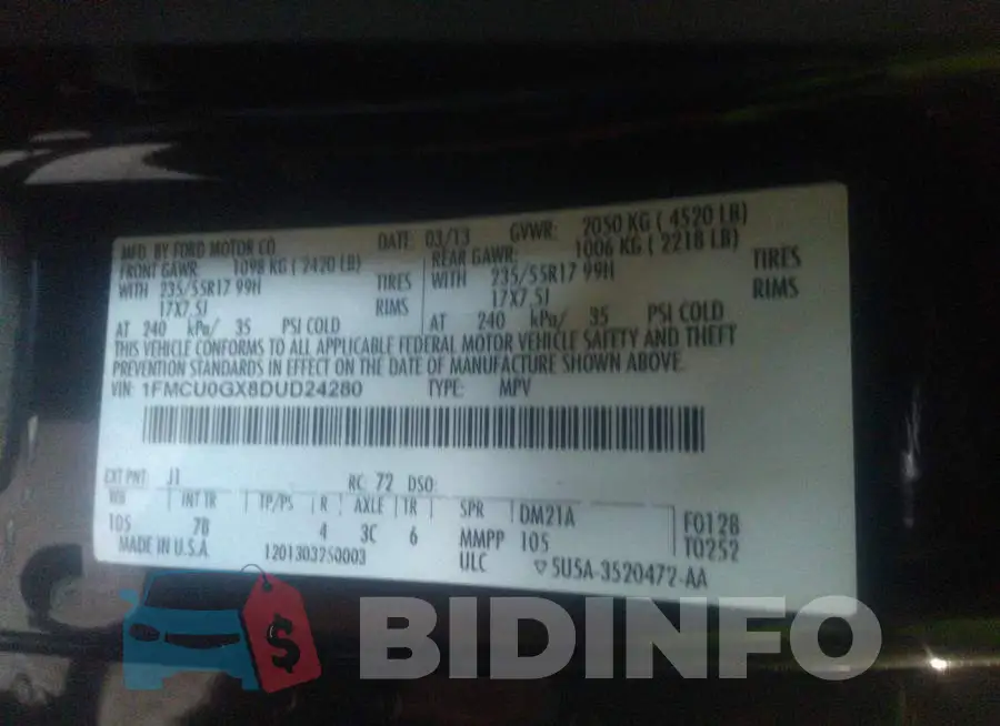 1FMCU0GX8DUD24280 Photo# 9