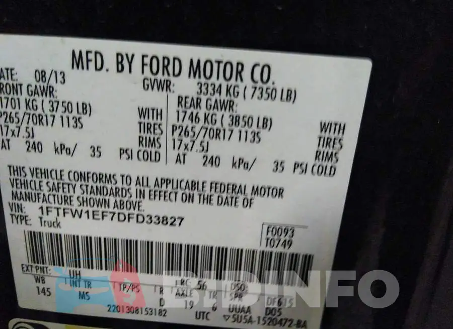 1FTFW1EF7DFD33827 Photo# 9