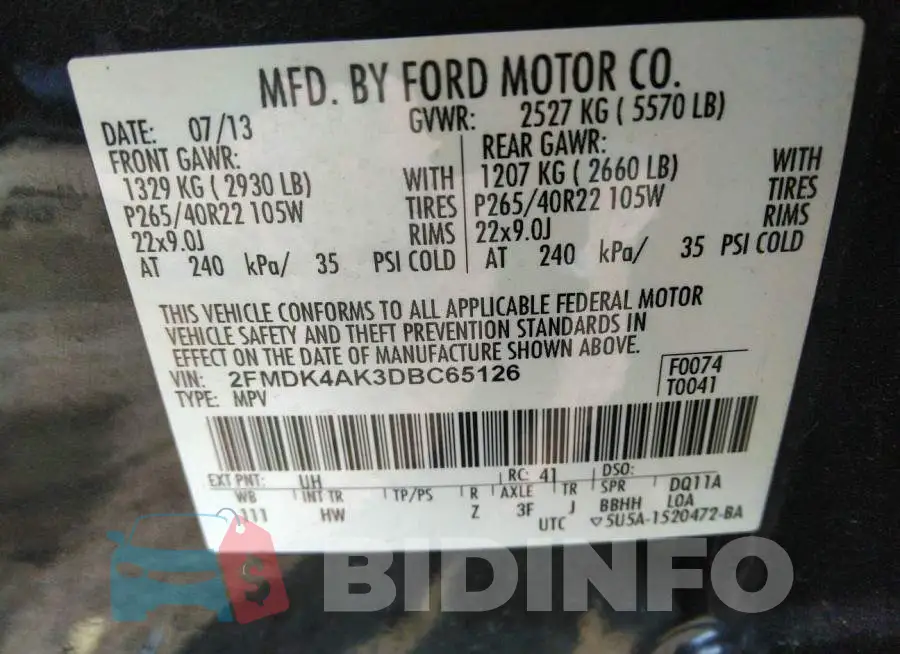 2FMDK4AK3DBC65126 Photo# 9