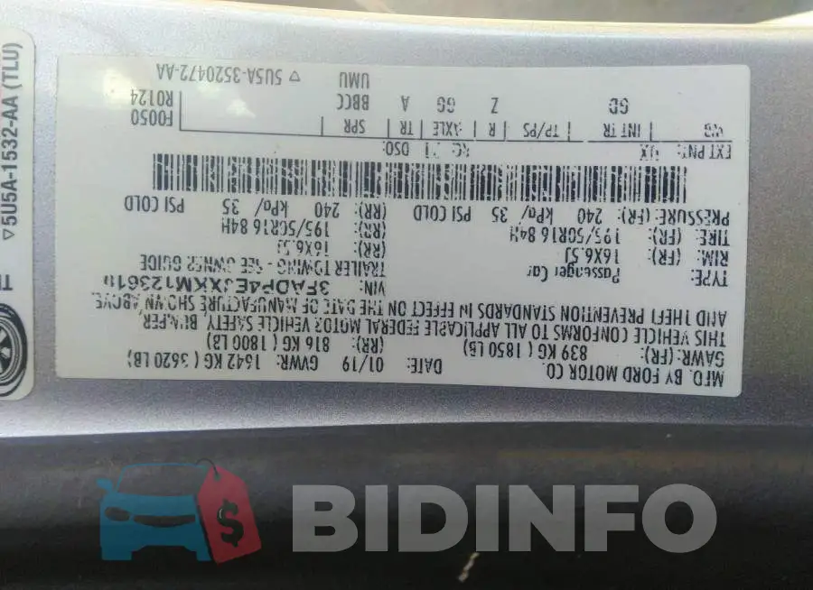 3FADP4EJXKM123610 Photo# 9