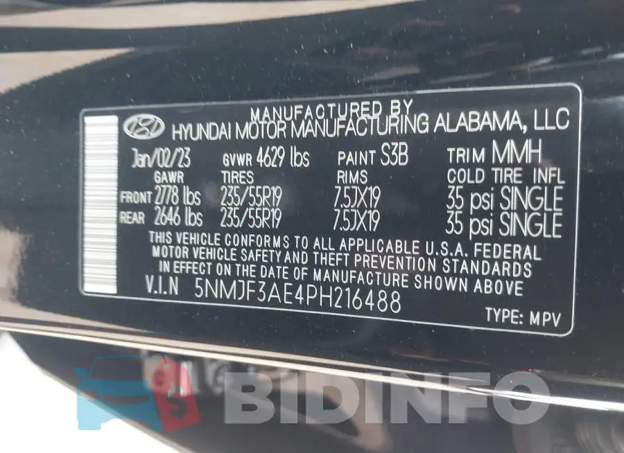5NMJF3AE4PH216488 Photo# 9