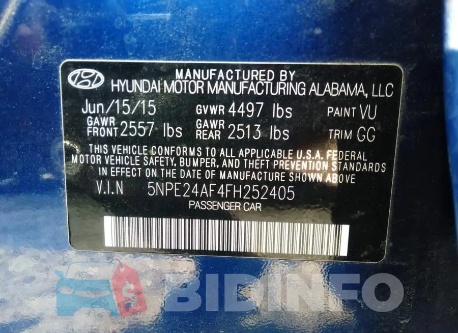 5NPE24AF4FH252405 Photo# 9