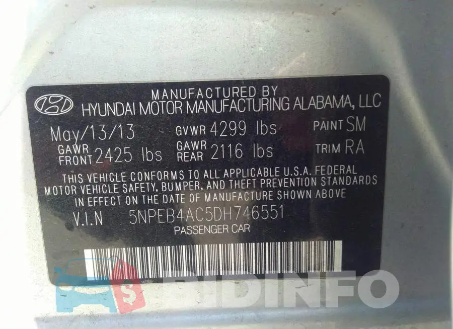 5NPEB4AC5DH746551 Photo# 9