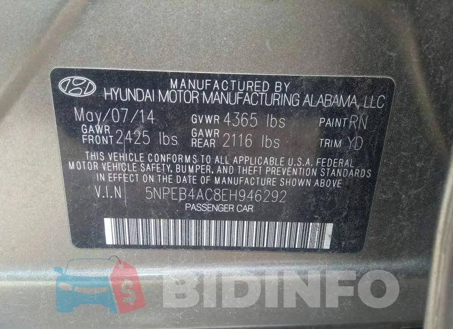 5NPEB4AC8EH946292 Photo# 9