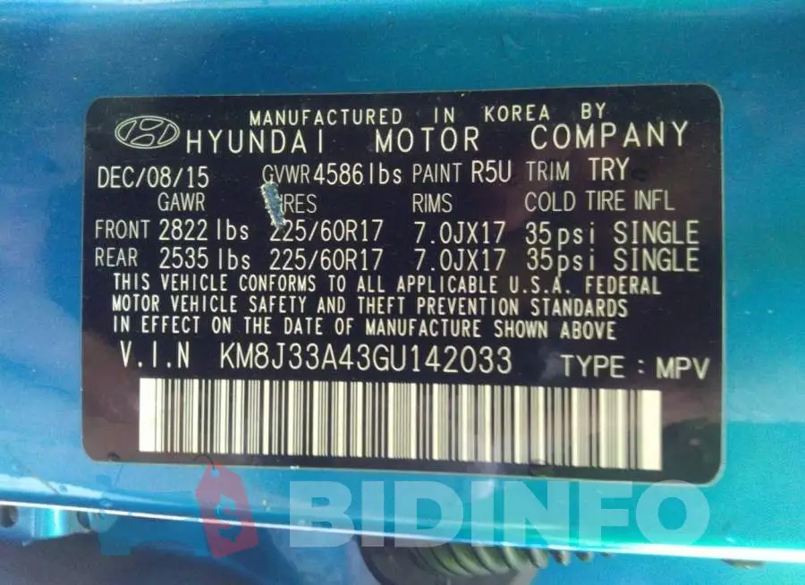 KM8J33A43GU142033 Photo# 9