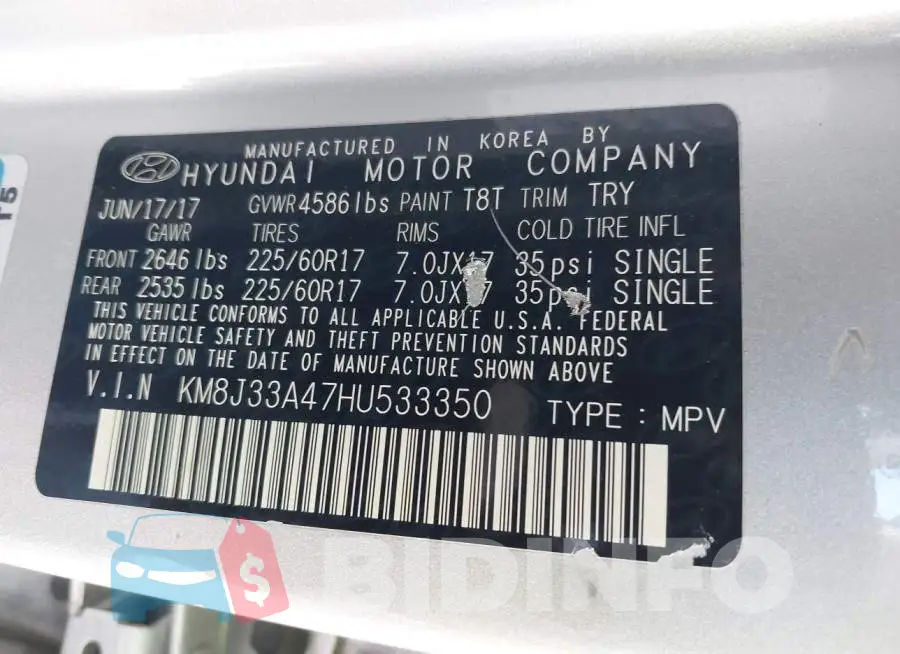KM8J33A47HU533350 Photo# 9