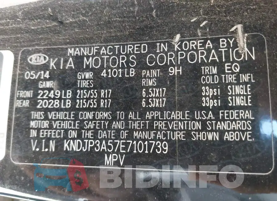 KNDJP3A57E7101739 Photo# 9