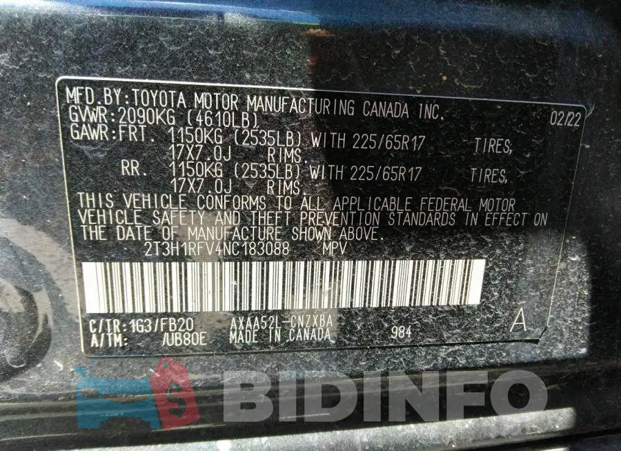 2T3H1RFV4NC183088 Photo# 9