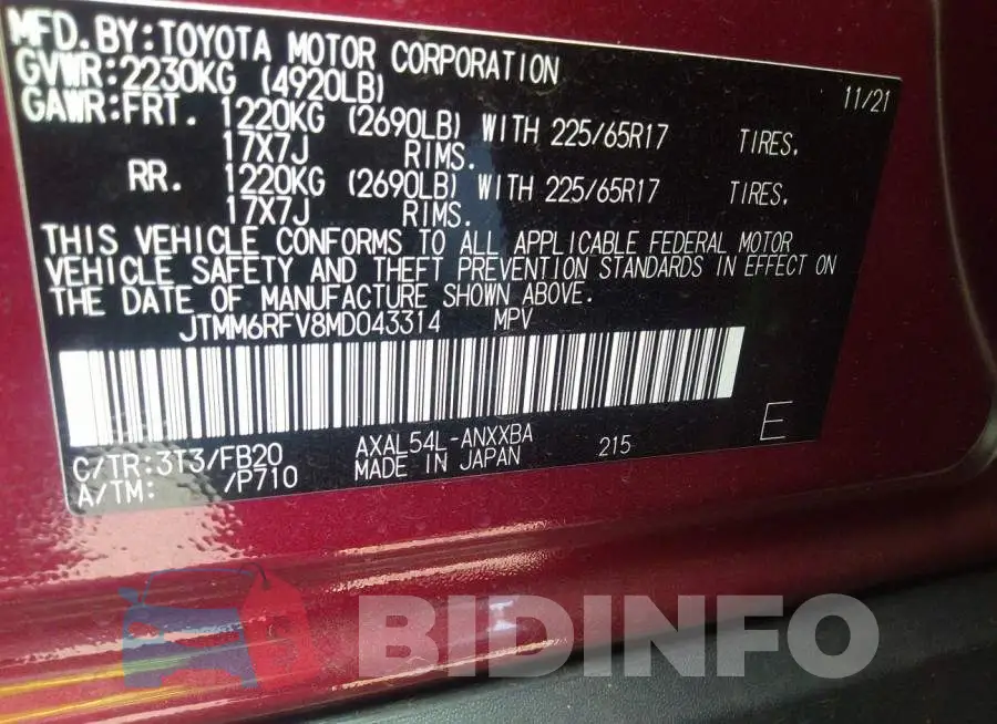 JTMM6RFV8MD043314 Photo# 9