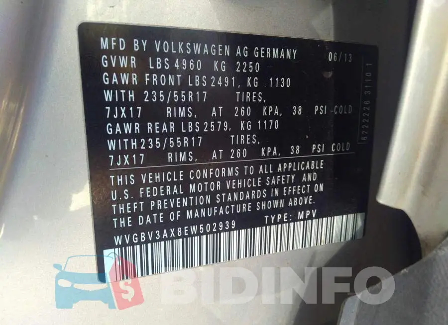 WVGBV3AX8EW502939 Photo# 9