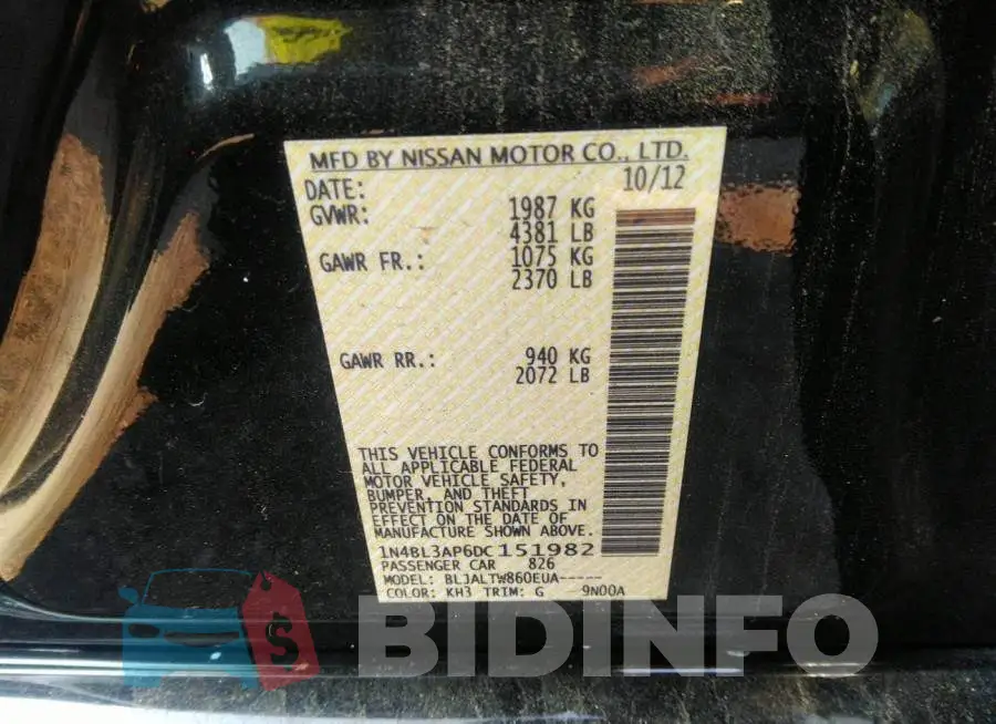 1N4BL3AP6DC151982 Photo# 9