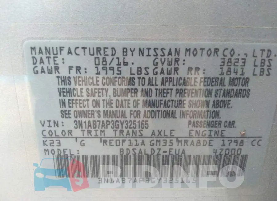 3N1AB7AP3GY325165 Photo# 9