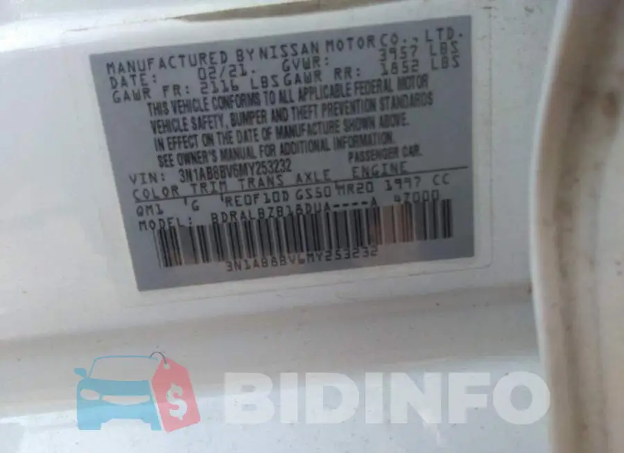 3N1AB8BV6MY253232 Photo# 9