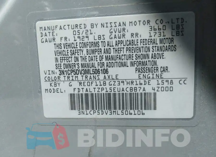 3N1CP5DV3ML506106 Photo# 9