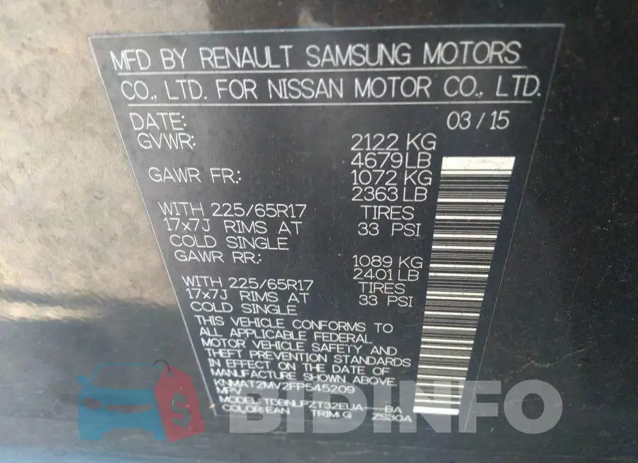 KNMAT2MV2FP545209 Photo# 9