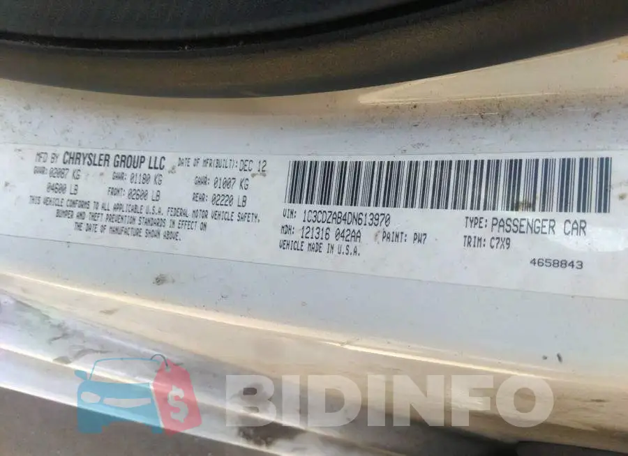 1C3CDZAB4DN613970 Photo# 9