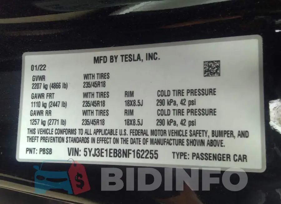 5YJ3E1EB8NF162255 Photo# 9