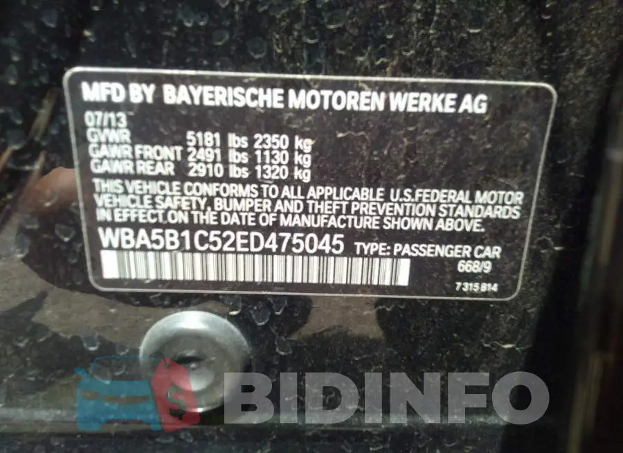 WBA5B1C52ED475045 Photo# 9
