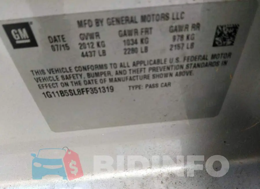 1G11B5SL8FF351319 Photo# 9