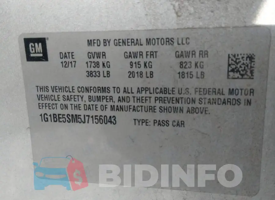 1G1BE5SM5J7156043 Photo# 9