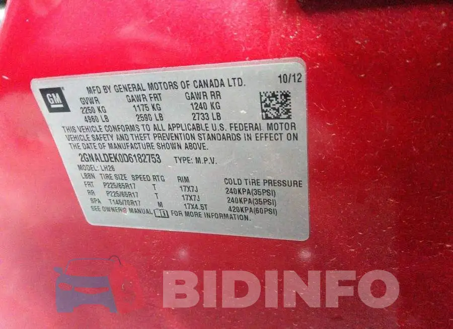 2GNALDEK0D6182753 Photo# 9