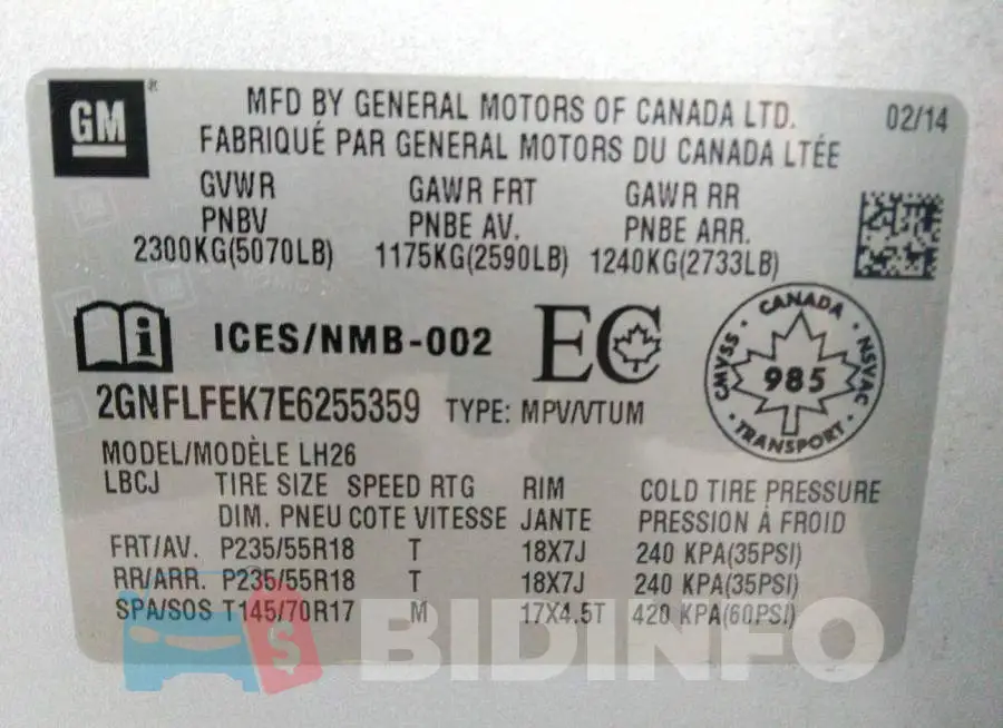 2GNFLFEK7E6255359 Photo# 9