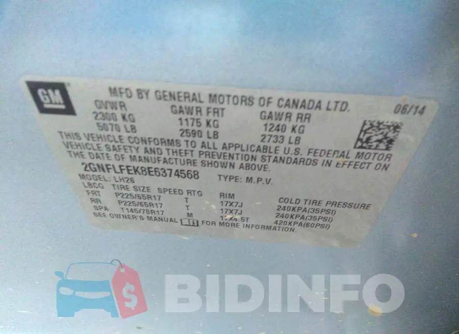 2GNFLFEK8E6374568 Photo# 9