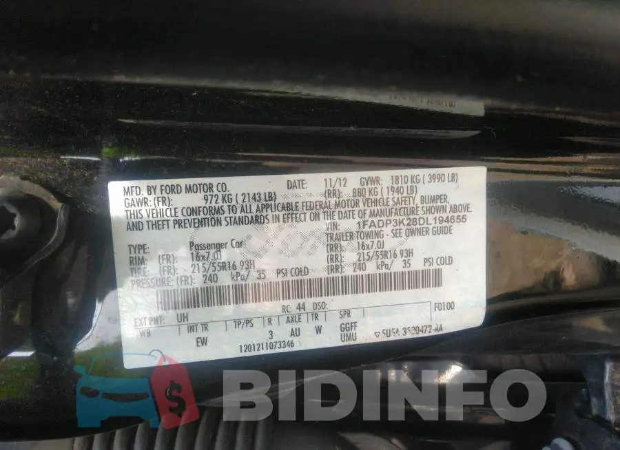 1FADP3K28DL194655 Photo# 9