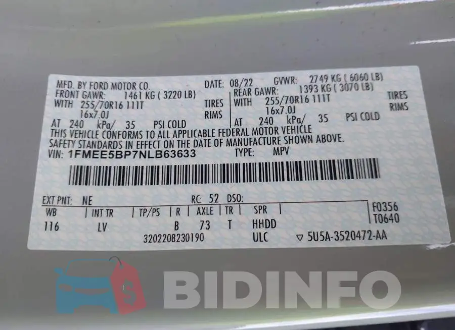 1FMEE5BP7NLB63633 Photo# 9