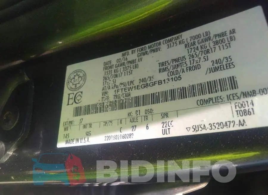 1FTEW1EG8GFB13105 Photo# 9