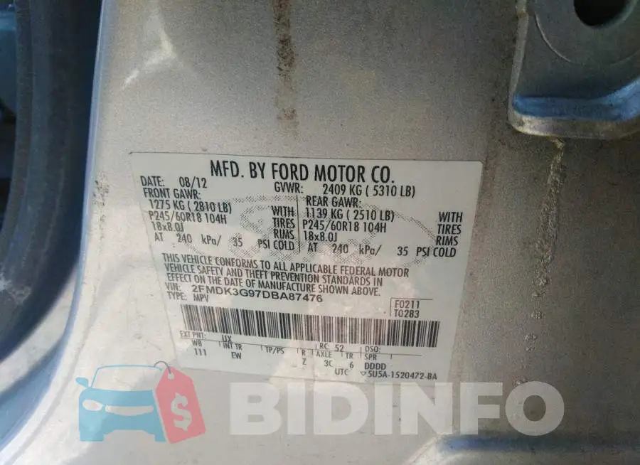 2FMDK3G97DBA87476 Photo# 9
