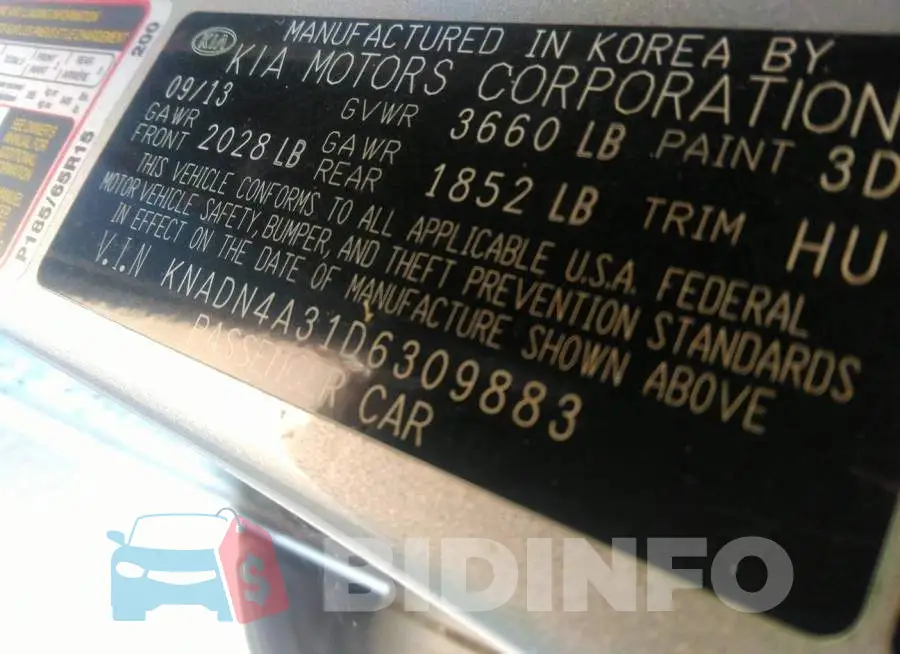 KNADN4A31D6309883 Photo# 9