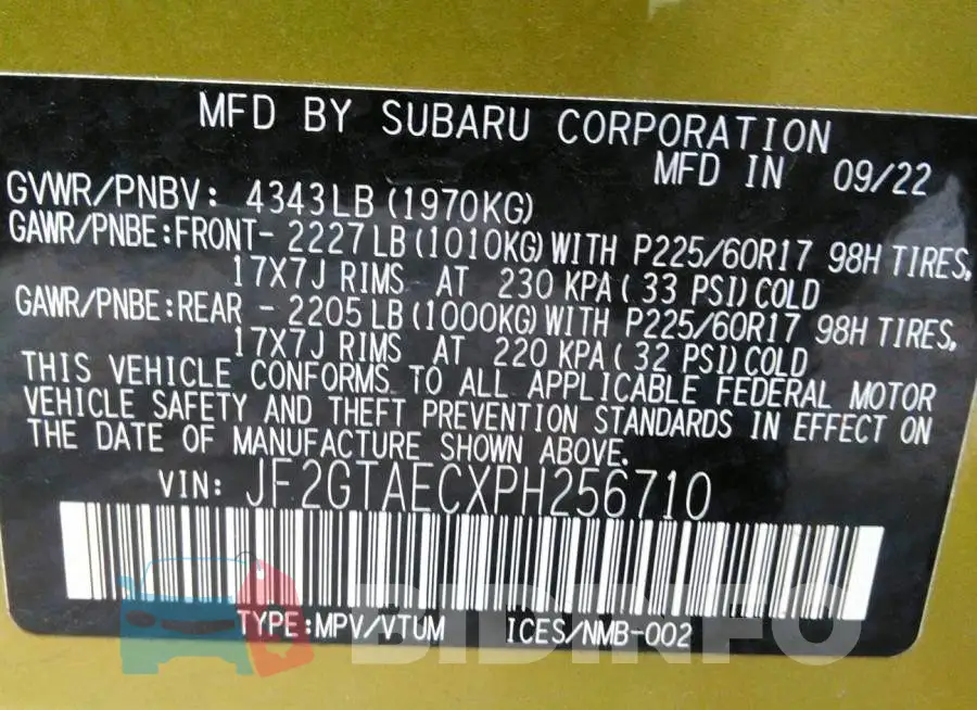JF2GTAECXPH256710 Photo# 9
