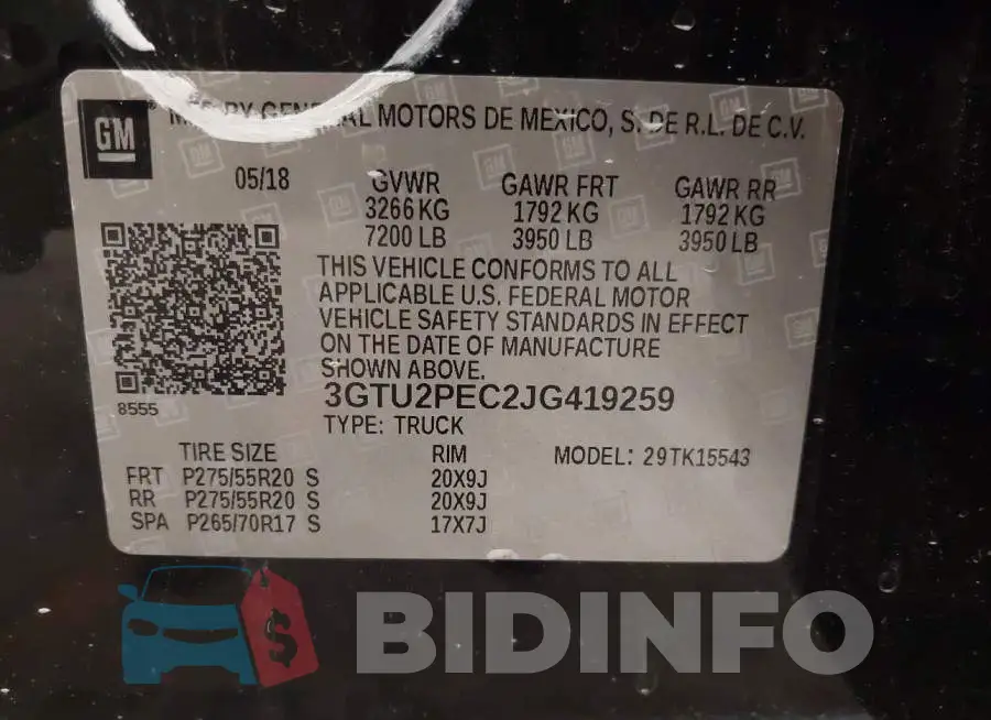 3GTU2PEC2JG419259 Photo# 9