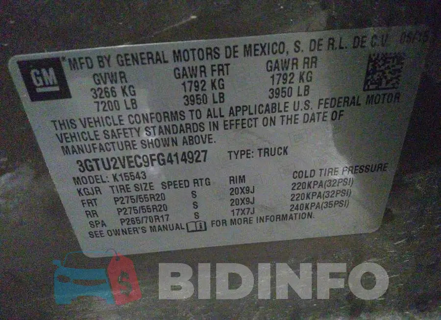 3GTU2VEC9FG414927 Photo# 9