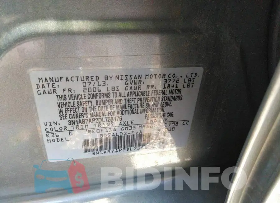3N1AB7AP2DL758176 Photo# 9