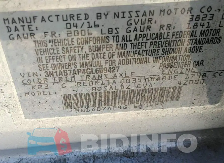 3N1AB7AP4GL659427 Photo# 9