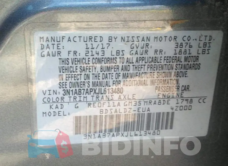 3N1AB7APXJL613480 Photo# 9