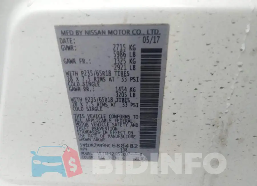 5N1DR2MN9HC688482 Photo# 9
